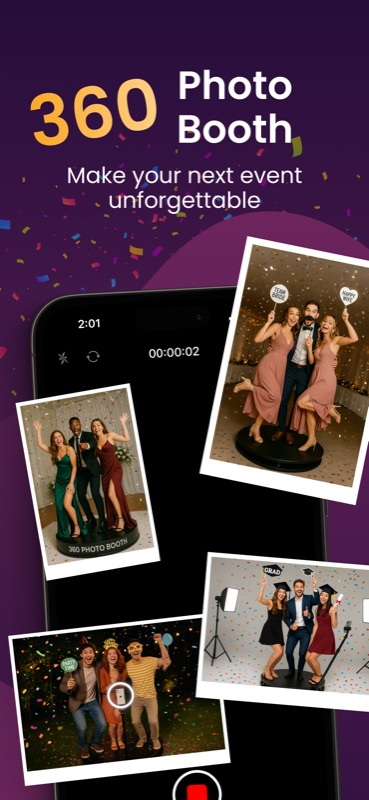 360 photo booth recording screen in the BoothLab iPhone app